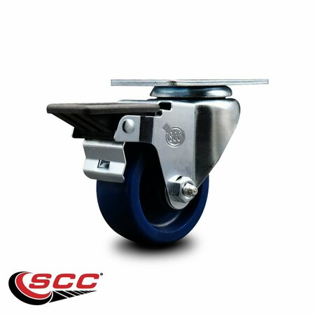 Service Caster 3'' Solid Poly Wheel Swivel Top Plate Caster Posi Brake SCC-20S314-SPUS-PLB
